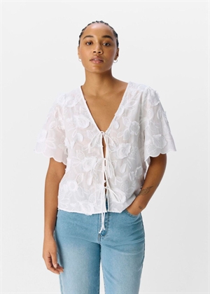 Mini ss v-neck bluse Hvid Object 
